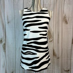 Boston Proper Zebra Print Sleeveless Long Length Black White Top Size XS